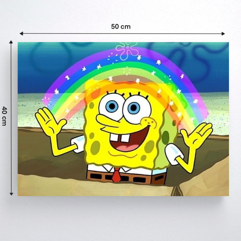 Pittore per Numeri con Tela Pitture da Dipingere Spongebob con Arcobaleno 50X40 Cm