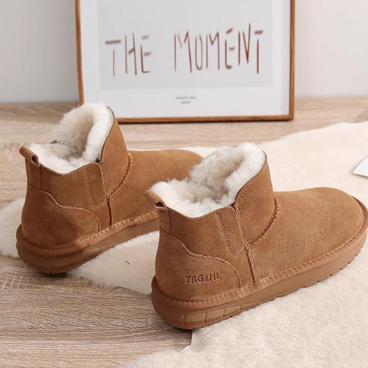 Short snow boots women's winter 2025 new velvet thickened short boots non-slip one-pedal low-top foreign-style warm cotton shoes