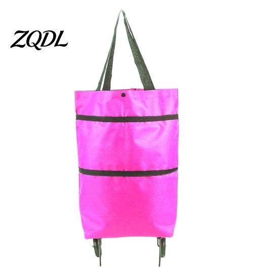 Commuter Shopping Cart for Students Foldable Bag with Wheels, Heavy-Duty Waterproof Oxford Cloth Grocery Cart, Compact Stroller City Living