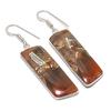Natural Red Snakeskin Gemstone Handmade 925 Sterling Silver Earring 2.21" AE-11548