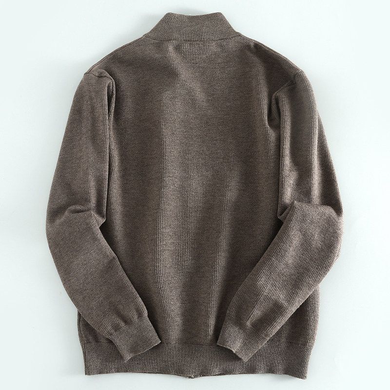 Export Label Cutting Tail Order Men Temperament Commute Stand Collar Men Zipper Cardigan Outerwear Sweater Heavy Weight Weight Tops