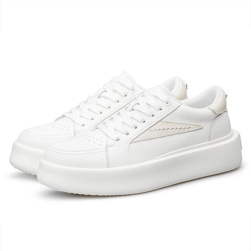 Fashion Summer Fashion Genuine Leather Men Thick Bottom Shoes Casual Outdoor Antiskid Walking Sneakers Board Flat Designer Board Shoes