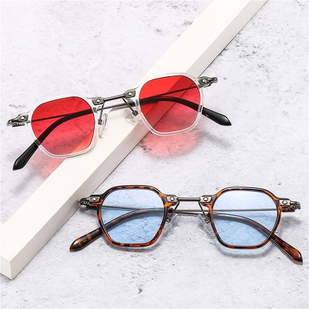 Vintage Retro Punk Sunglasses for Women Men Small Polygon Frame Sun Eyeglasses Vintage Hip Hop Shades Unisex Stylish Ocean Color Glasses