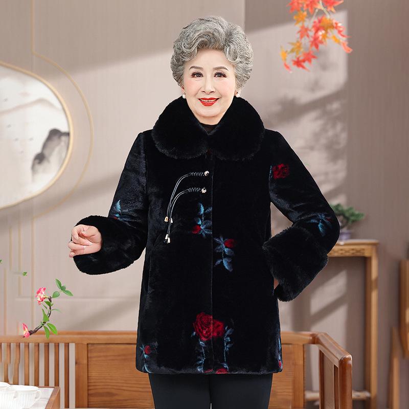Grandma s Elegant Faux Mink Velvet Jacket 2025: Thickened Winter Wear for Middle-Aged and Elderly Women 5XL