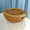 High Quality Imitation Vine Storage Basket Round Sturdy Fruit Basket Brown Large Capacity Drain Basket Gift