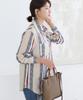 Ppaeppae Collared Unique Color-Blocked Stripe Blouse