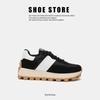 Niche Retro Platform Dad Shoes Korean Version of Color Matching Running Genuine Leather Forrest Gump Shoes 2025 New Soft-soled German Train