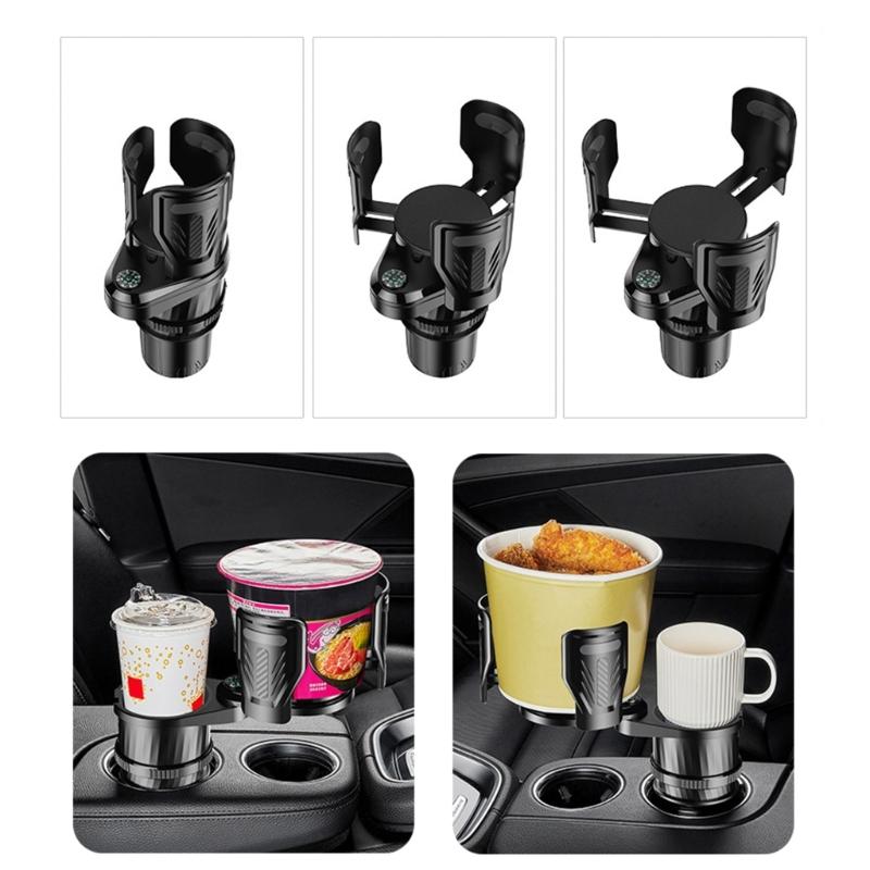 Multifunkční držák nápojů do auta 2 v 1 Rozšiřující adaptér Základní podnos 360stupňový otočný stojan Organizér Protiskluzový