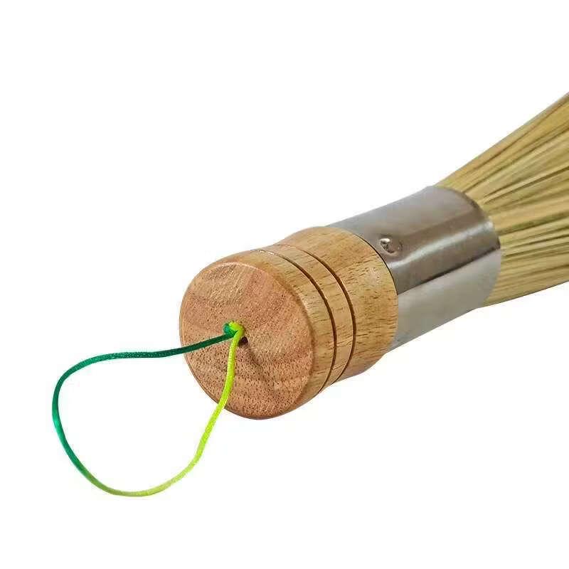 Bamboo Pot Scrubber with Rubberwood Handle
