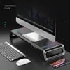 Aluminum Alloy Computer Monitor Stand Riser Holder RGB 4 USB Desk Organizer, Professional