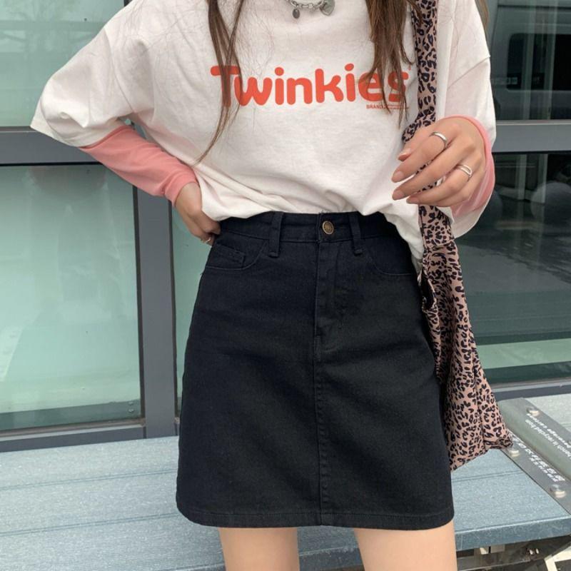 Women's High Waist Denim Skirt - 2026 Summer A-Line Petite, Slimming Fashion Fit, Versatile Hip-Hugging Style