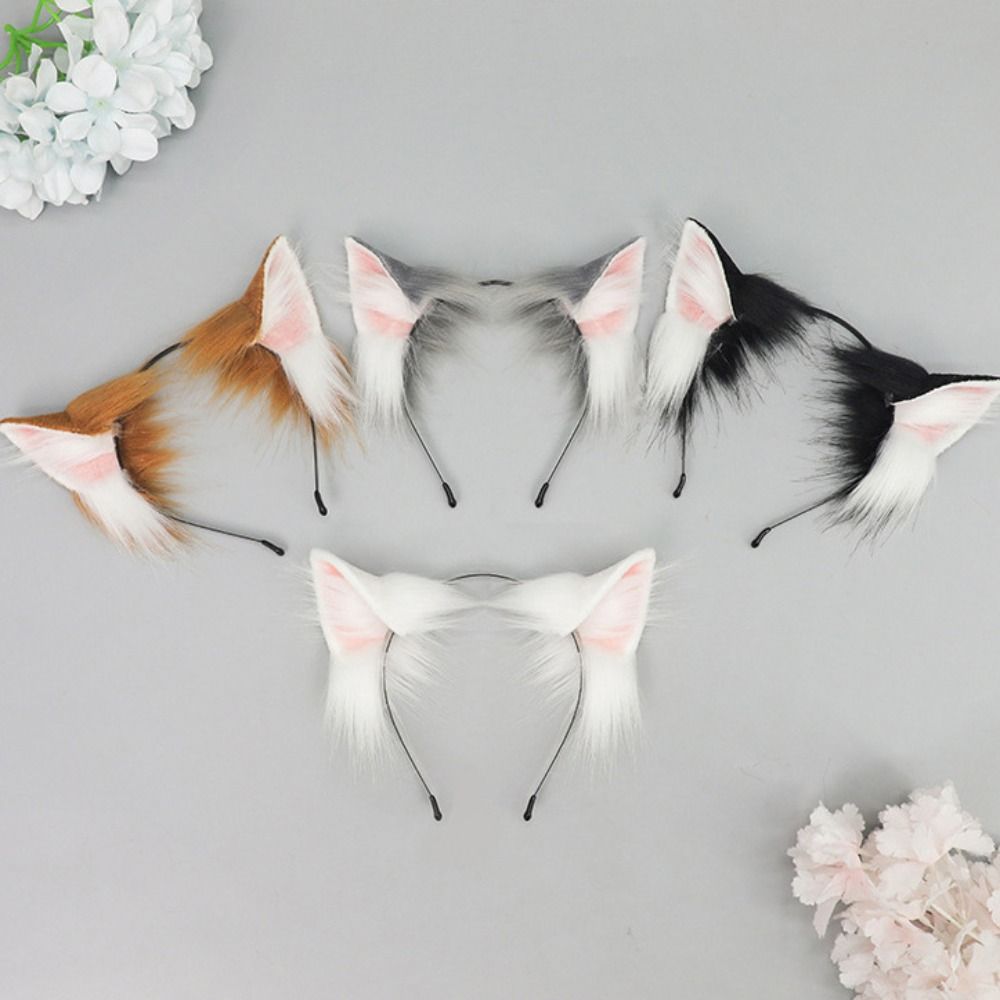 Realistic Cat Ear Headband Handmade Simulation Animal Ears New Cat Tail Set Headwear