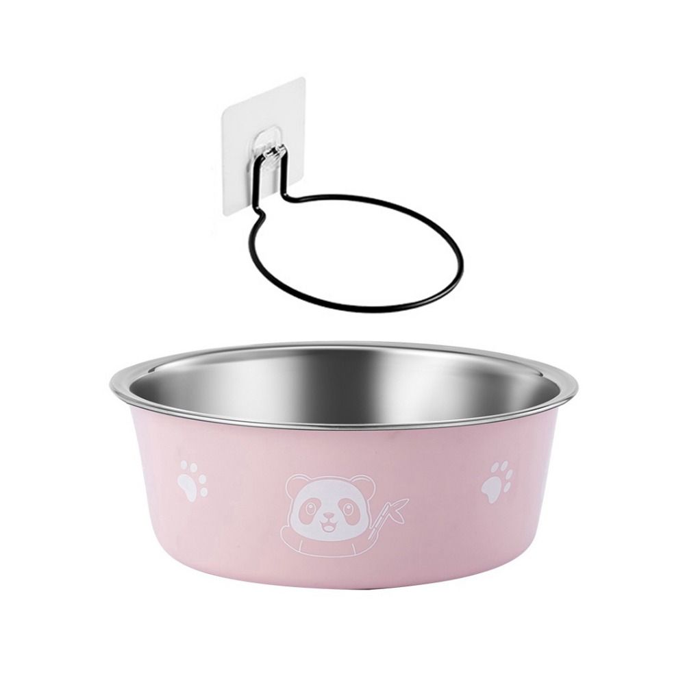Pet Cat Feeding Bowl Stainless Steel Plastic Non-slip Single Bowl Food Drinking Tray Feeder Drop-resistant Durable Pet Dog Bowl