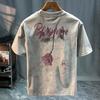 Round Neck Trendy Tops, Fashionable and Versatile Men's T-shirts, Loose Printed Short Sleeves for Couples Cotton