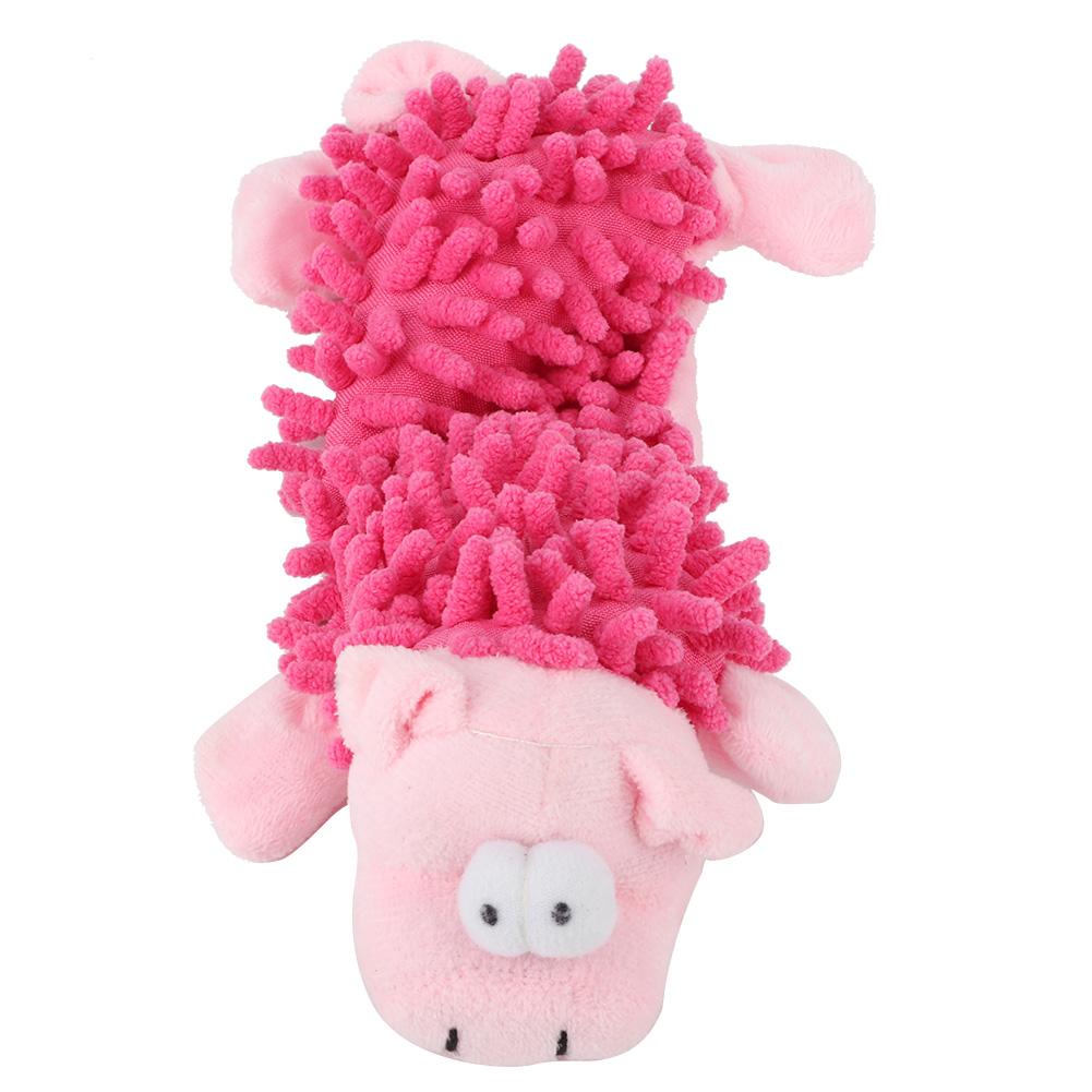 Pet Cat Small Dog Plush Toy Cute Animal Shape with Sound Device for Molar Teeth Playing Bitingpink