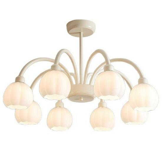 Modern Minimalist French Pumpkin Chandelier for Living Room or Bedroom – Full Spectrum Eye Protection, Warm Light