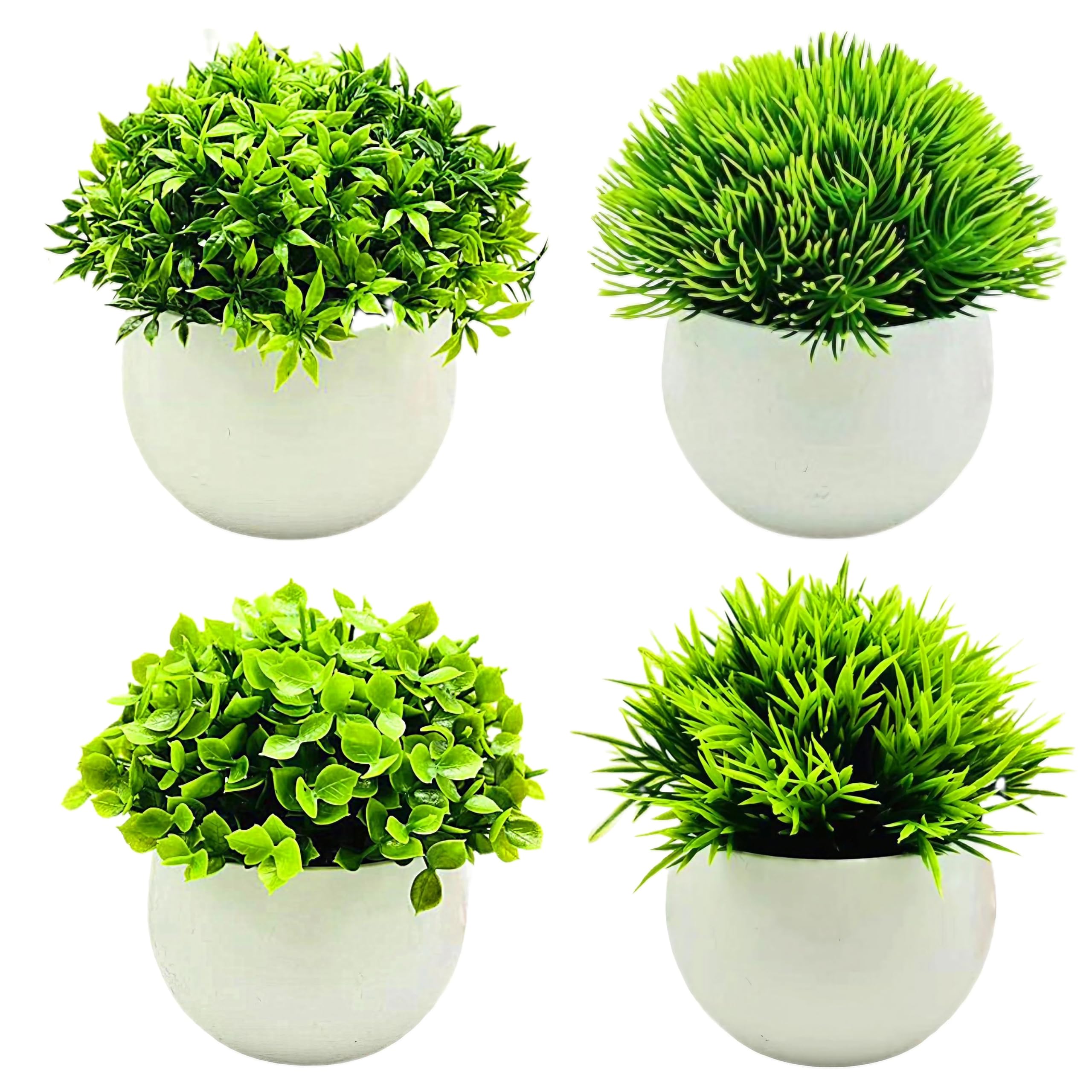 

East Leaf Faux Greenery, Artificial Plants, Mini Potted Plants, Stylish Decorative Gift, Set of 4