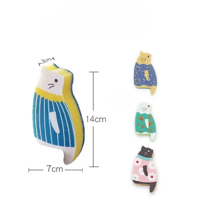 Kitchen Cleaning Dishwashing Sponge Sitting Cat Cute Cartoon Dishwashing Scouring Cloth Sponge Wipe