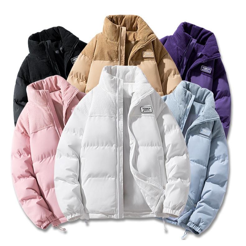 Corduroy Down Jacket Men's Color-blocking Collared Cotton-padded Jacket Trendy Cotton-padded Jacket