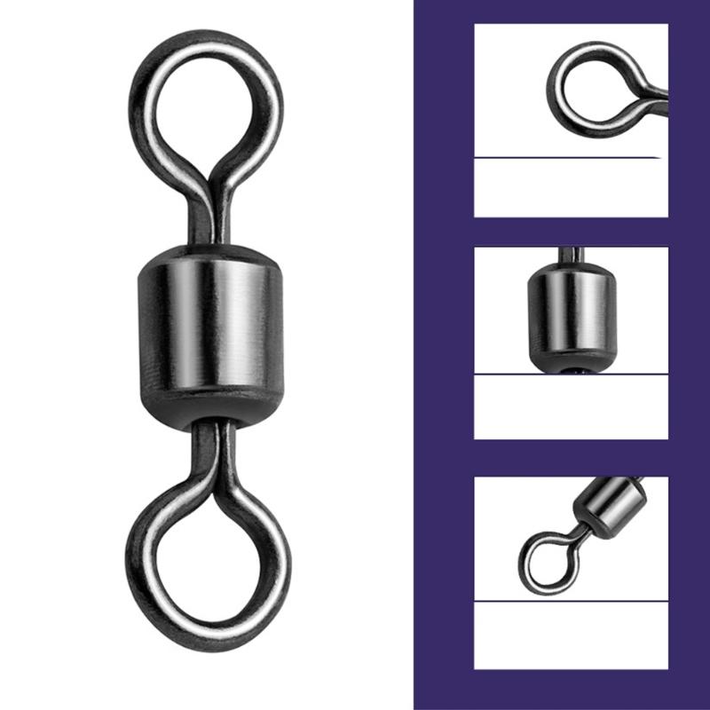 50Pcs Stainless Rolling Swivels Fishing Swivels Line Connector Barrels Swivels Connectors Saltwater Fishing Accessory
