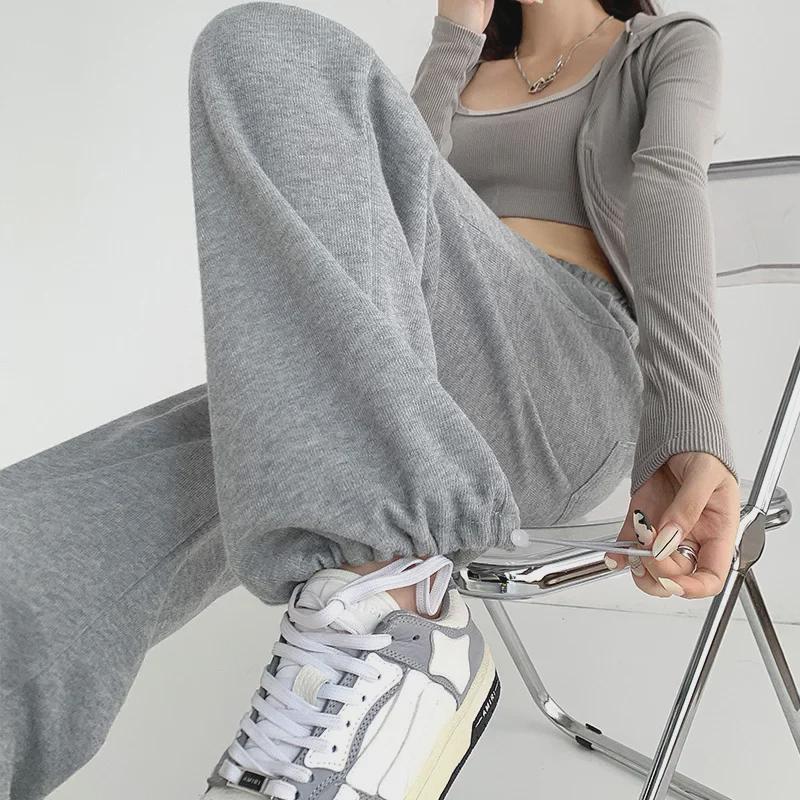 Women's American-Style High-Waist Wide-Leg Drawstring Sweatpants, 2024 Autumn Collection