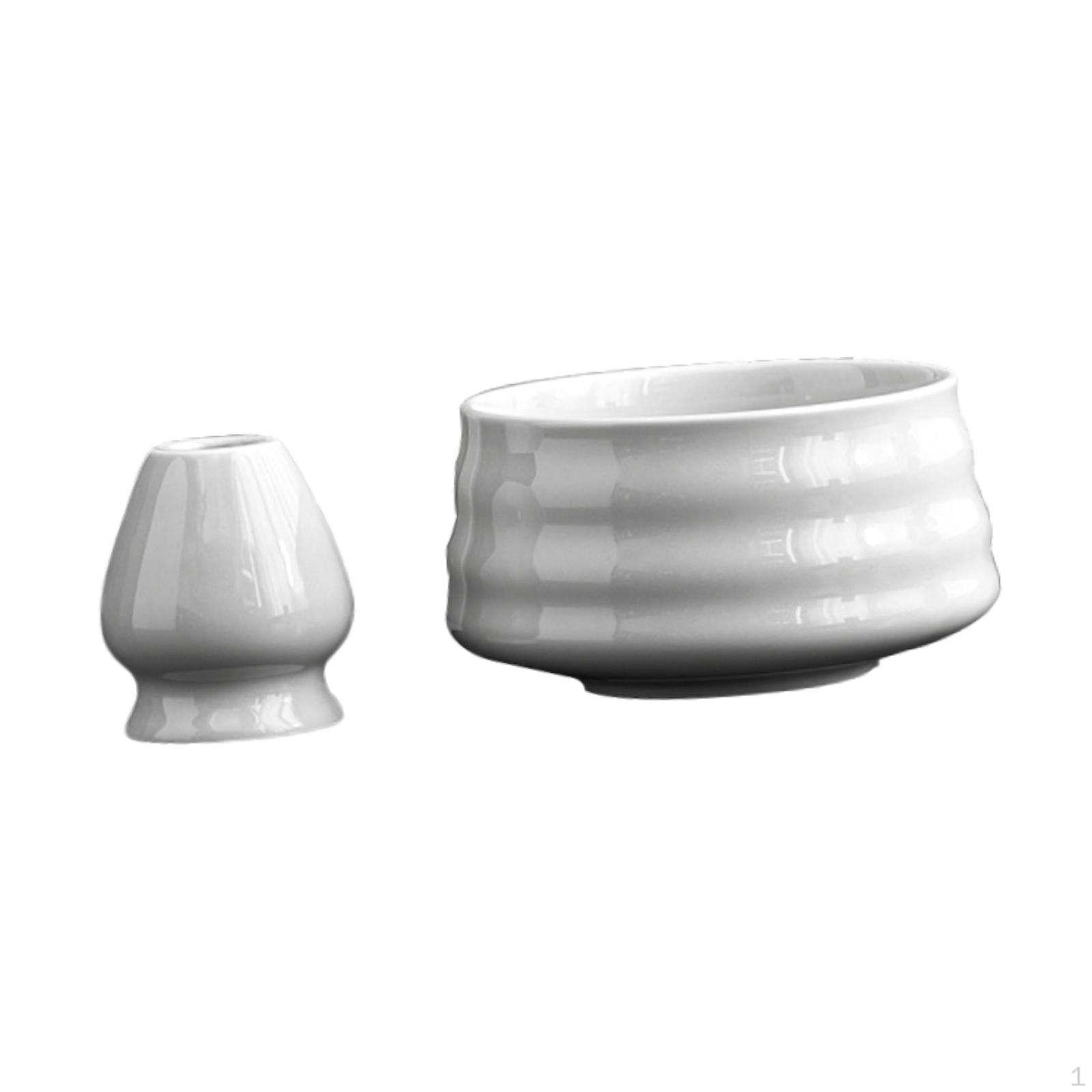 

Ceramic Matcha Bowl and Whisk Holder, Set, Porcelain Bowl, Gift for білий