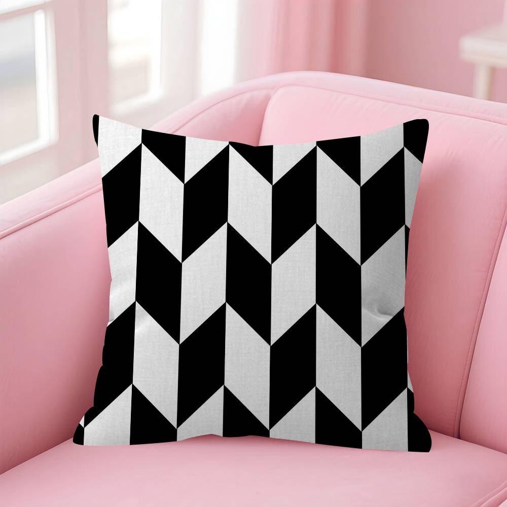 Black White Striped Geometric Rectangle Cushion Cover Polyester Sofa Cushions Decorative Throw Pillows Decoration Pillowcover