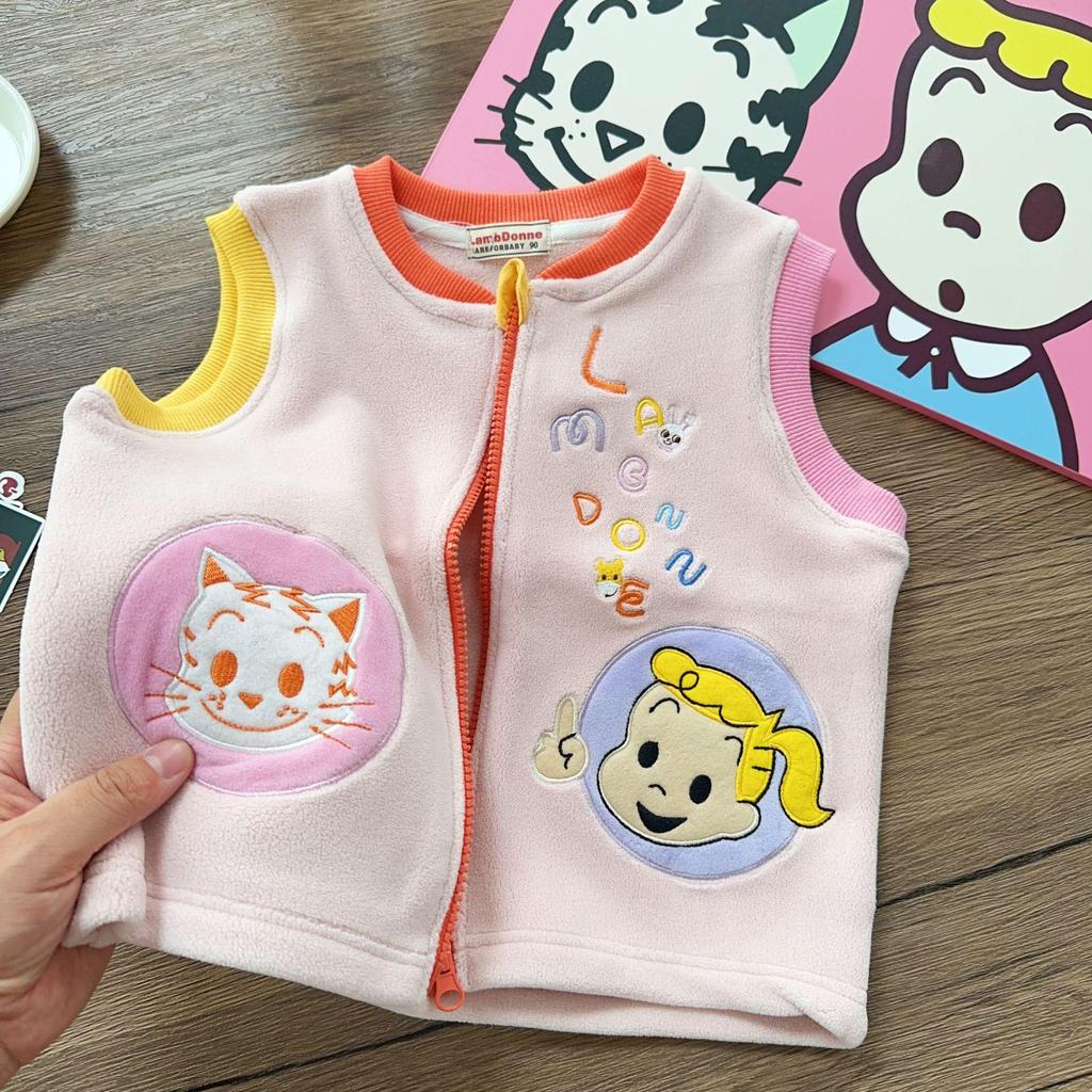 Autumn 2025 Kids' Warm Velvet Vest for Boys and Girls - Small & Medium Sizes