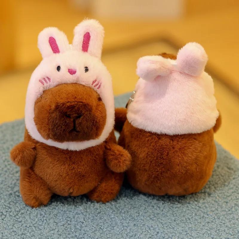 Cartoon Capybara Plush Keychain Pendant Toy Doll Bag Hanging Ornament Cute Desktop Car Decoration for Kids Birthday Gift