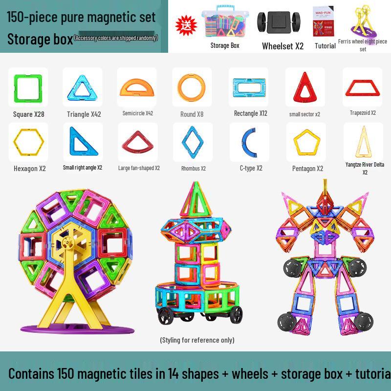 Large Magnetic Tiles Building Blocks Set for Kids - DIY Educational Toy