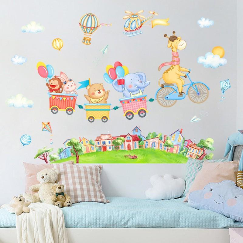 

Зеленое растение мультяшное животное девочка детская комната входная дверь дверца шкафа ресторан украшение наклейка на стену