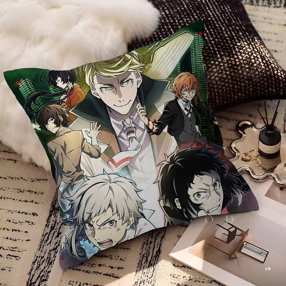 Poszewka na poduszkę z postacią z kreskówki Bungo Stray Dogs Prezent Toon Poszewka na poduszkę Sypialnia Dom Sofa Krzesło Siedzenie Dekoracja Poszewka na poduszkę