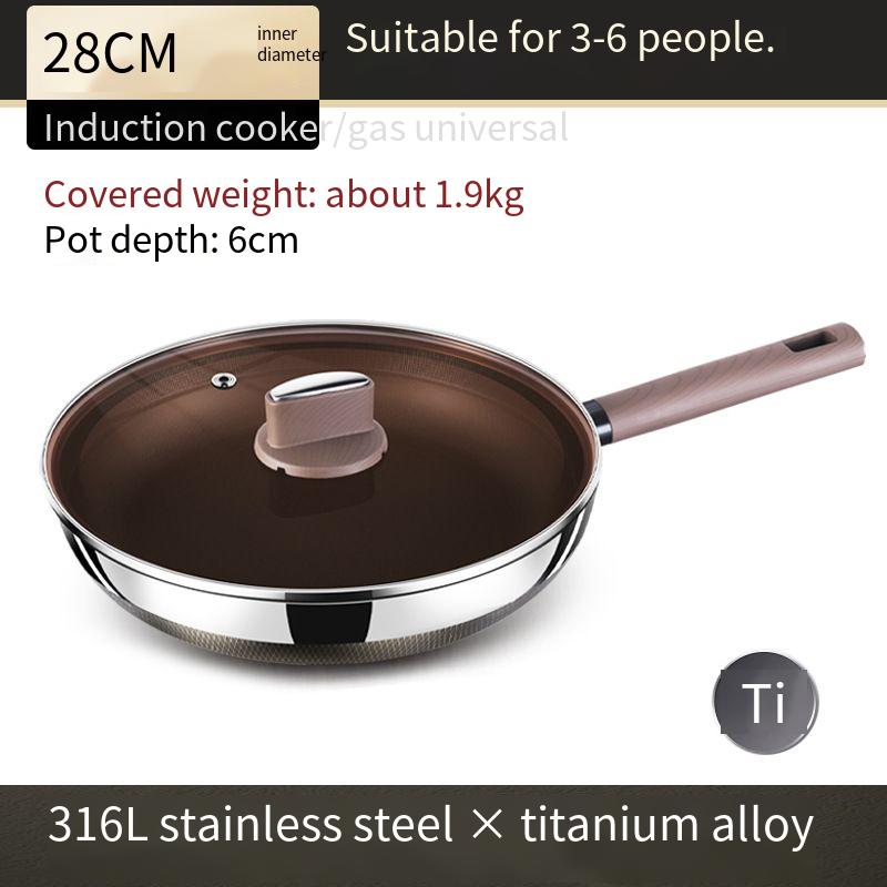 Flachbodenpfanne ohne Beschichtung für den Hausgebrauch mit Titan Antihaftpfanne Spiegelei Steak Bratpfanne
