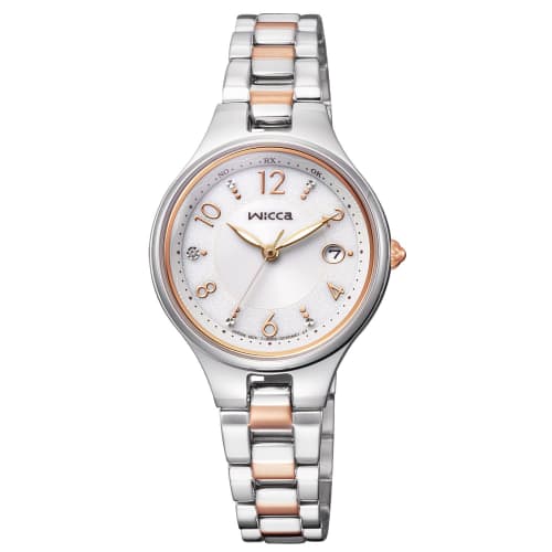 Citizen Watch Wiccan Solar Tech Radio Watch Waterproof Date White KS1-830-11 Women's Silver