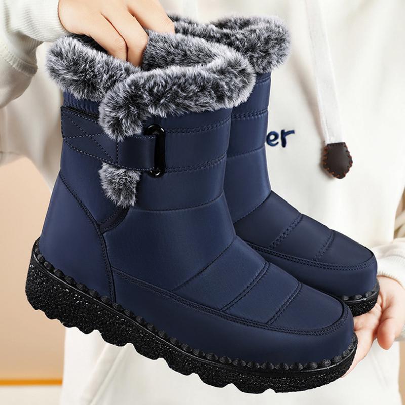 Snow boots, winter women's boots with plush and thick cotton boots, polyurethane long boots, high cut and thick soled cotton shoes