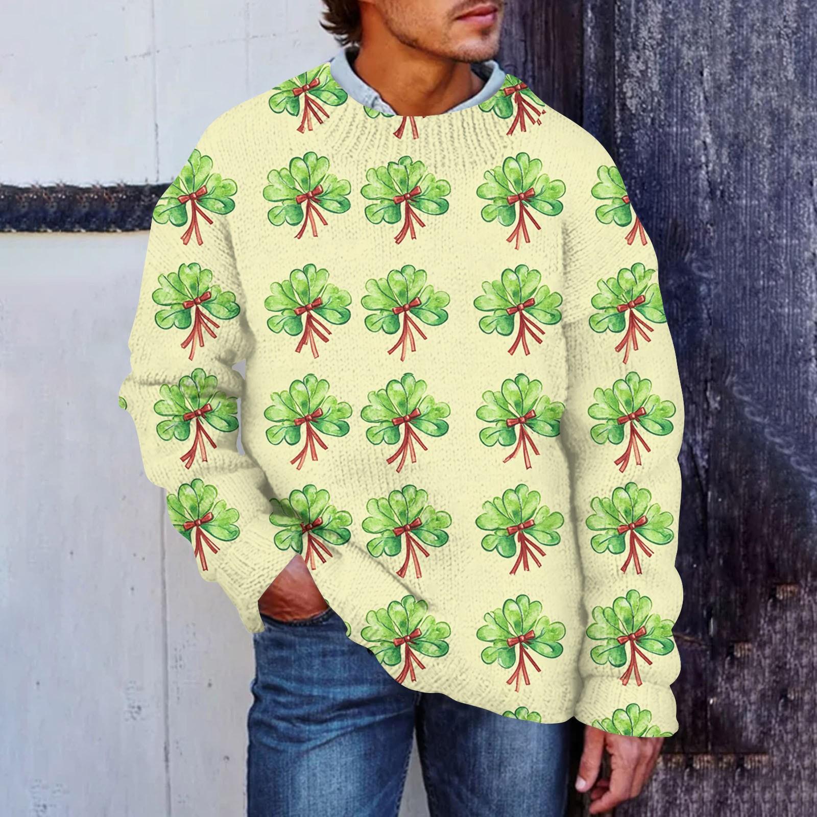 

Мужской принтованный искусственный свитер, толстовка с круглым вырезом, свободный топ с длинными рукавами XL