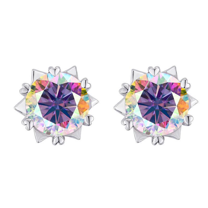 925 Sterling Silver Snowflake Moissanite Stud Earrings, Valentine’s Day Jewelry Gift