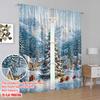 Set Of 2 Flat Printing Christmas Party Curtain Polyester Without Electricity Holiday Decorations Perfect Made