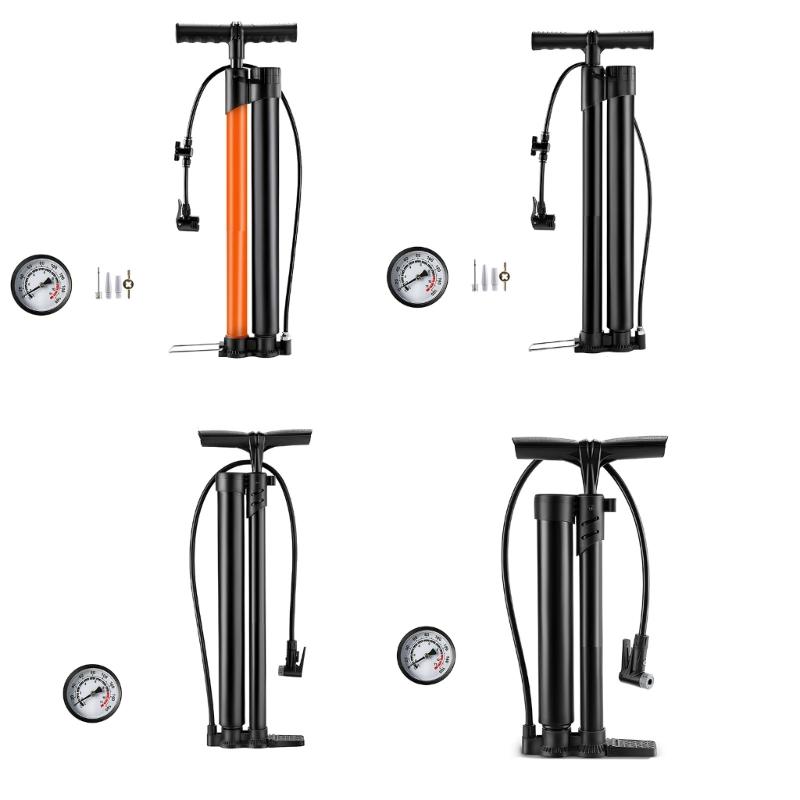 Road Bike Pump with Gauge Cycling Portable Bicycles Floor Pump Basketball Toy Tire Inflator Air Pumps Cycling Accessory