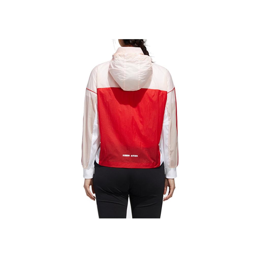Adidas Colorblock Windbreaker Jacket Women Outerwear Red Pink GF0130