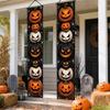 Halloween Porch Vertical Banner Set Scary Jack O Lantern Pumpkin Spider Web Hanging Sign for Outdoor Halloween Party Decorations