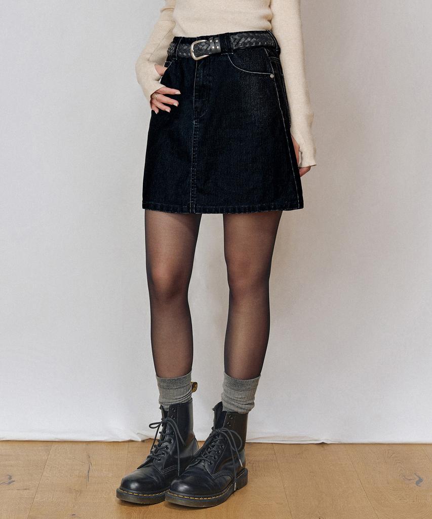 Deketeuumeon [Velvet Denim]Velvet Mini Skirt Dcsk007Black
