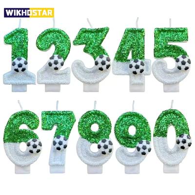 Neue 0-9 Zahlen Geburtstagskerzen Original zweifarbiger Farbverlauf Fußballstil Geburtstagstorte digitale Partykerzendekoration