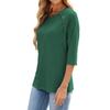 Women's Color Casual Fashion Round Neck Button Seven Quarter Sleeve Top
