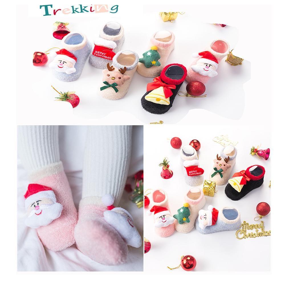 Newborn Winter Warm Anti Slip Cartoon Christmas Baby Socks