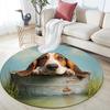 Basset Hound and grass pattern round rug,Carpet Rug for Living Room Bedroom  Playroom ,Non-slip Floor Mat,Holiday Gifts and Birthday Gifts.