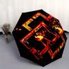1pc Flaming Chinese Character Wen Umbrella with Plastic Handle,Suitable for All Seasons Home Travel Outdoor UmbrellaM1000