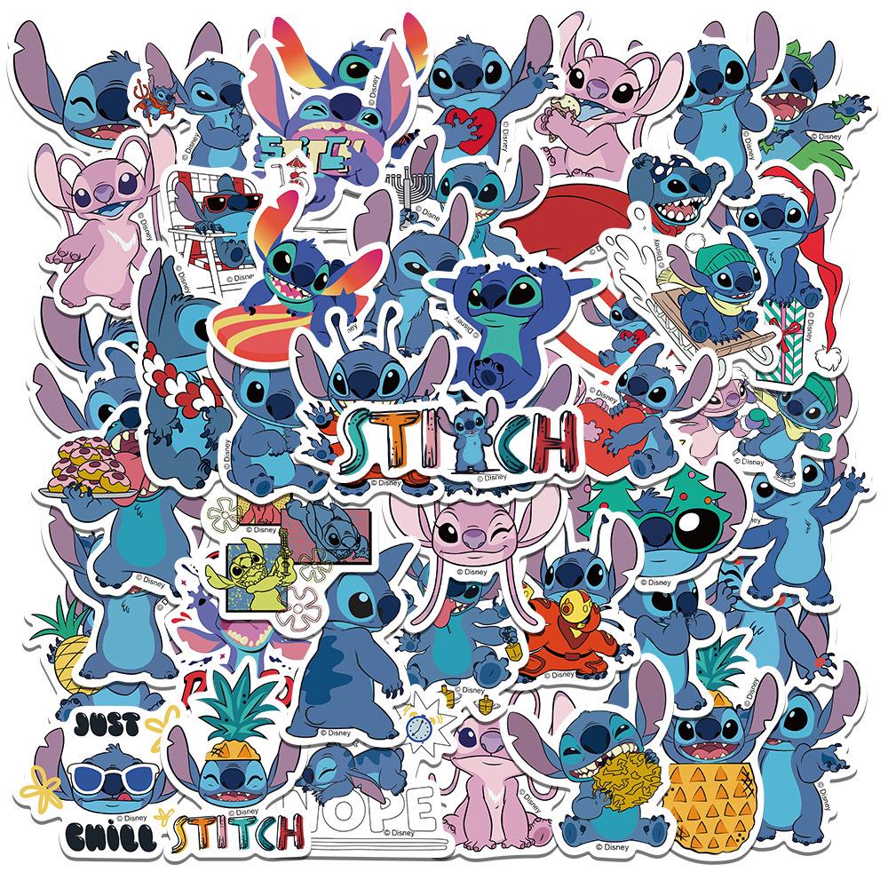 50 водостойких наклеек со стикерами персонажей мультфильмов Stitch для журнала, скрапбукинга (50 листов) DSN-008-XB