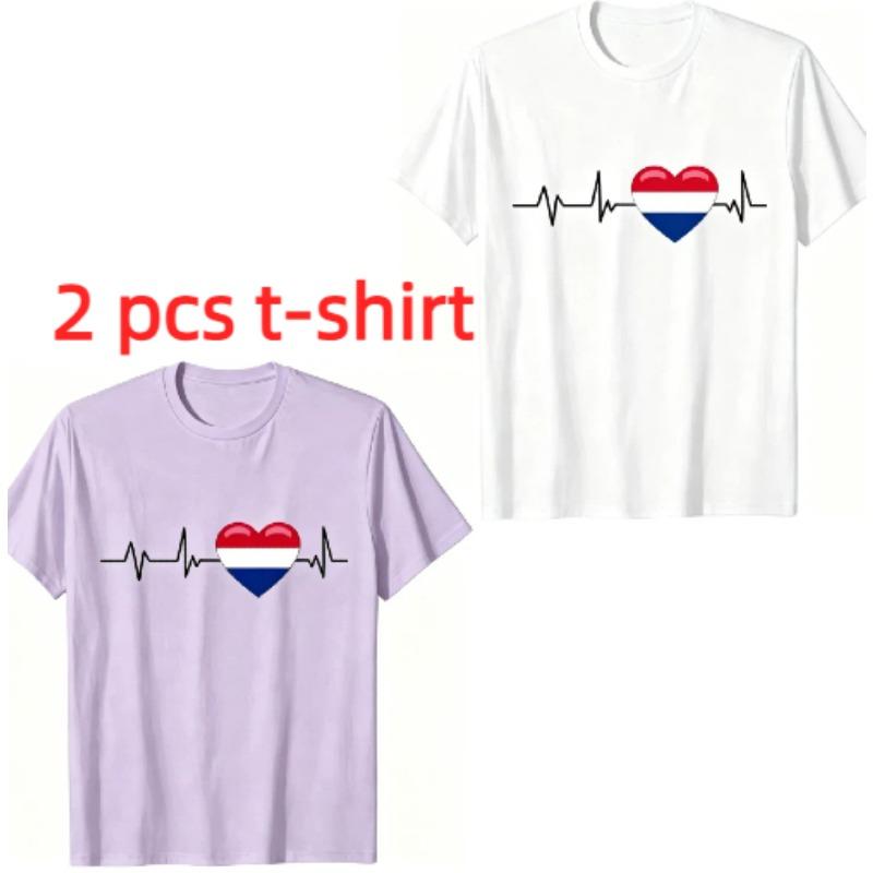 I Love the Netherlands Pattern Print Men's T-shirt Summer Men's and Women's Casual Fashion Tops Men's Short Sleeve T-shirt Oversize Clothing