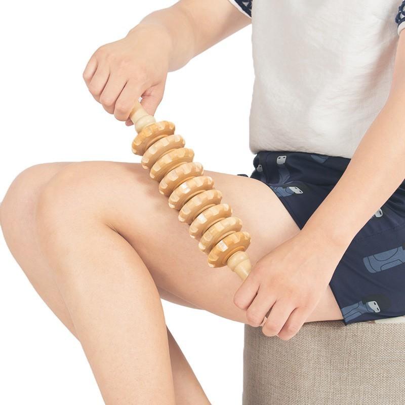 Körper Faszien Massagegerät Rutschfester Griff Holz Gerilltes Zahnrad Arme Beine Oberschenkel Gesäß Glatter Rollen-Massagegerät zur Rückenentspannung